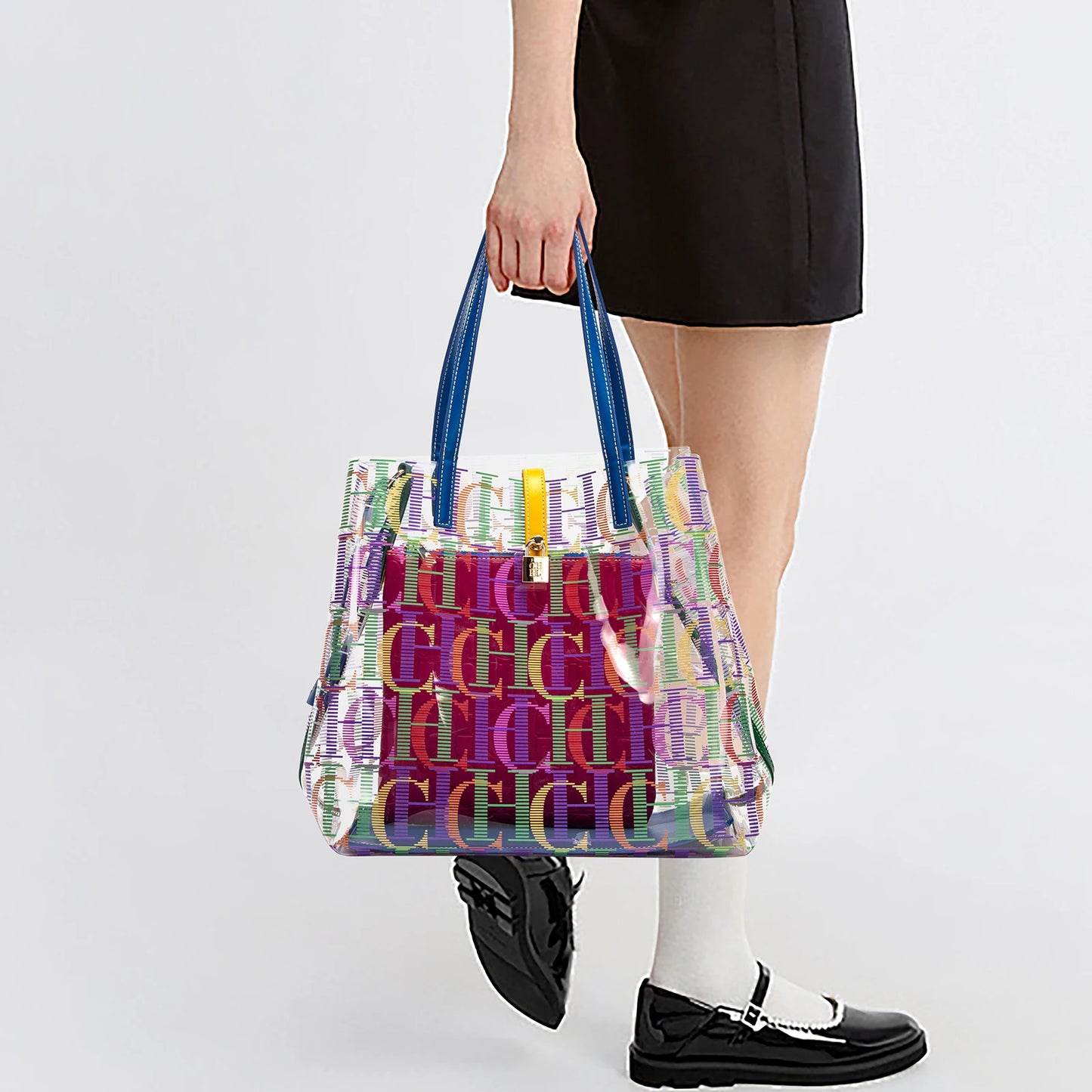 Fashionable Classic Exquisite Craftsmanship 2024 Handbag Large Capacity Transparent Color Fashion Element Women's Shoulder Bag