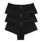 Women's 3 Pieces Panties Sexy Leopard Lace Lingerie Woman Underwear Ladies Underpants Solid Color Woman Clothing Knickers