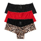 Women's 3 Pieces Panties Sexy Leopard Lace Lingerie Woman Underwear Ladies Underpants Solid Color Woman Clothing Knickers
