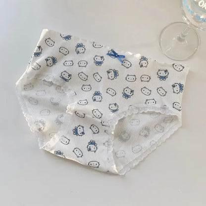 Sanrios Hello Kittys Womens Triangle Panties Pure Cotton for High School Girls Cute Cartoon Print Fashion Breathable Sweet Cute